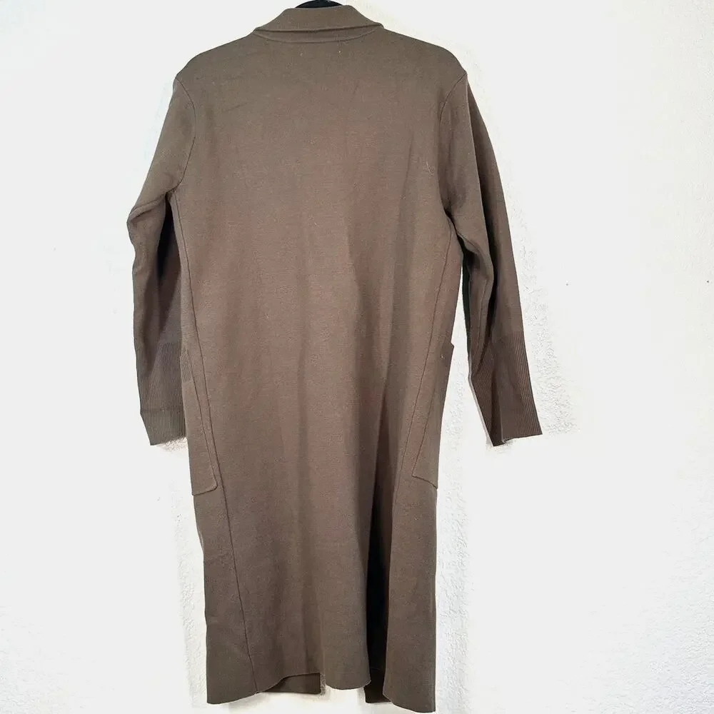 S Knit Cardigan Mid Length ANRABESS Open Front Cardigan Blazer chocolate brown